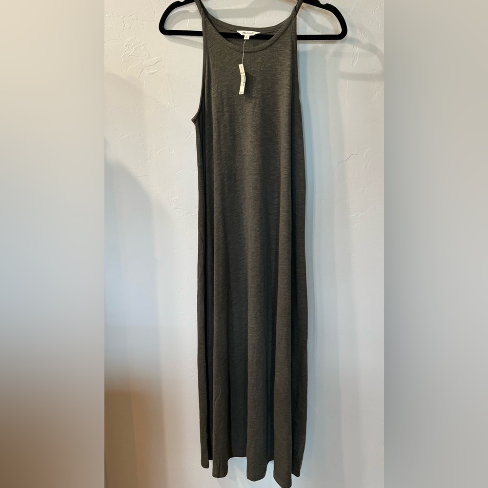 NWT Madewell Midi Dark Grayish Green Olive  Dress Size Small
